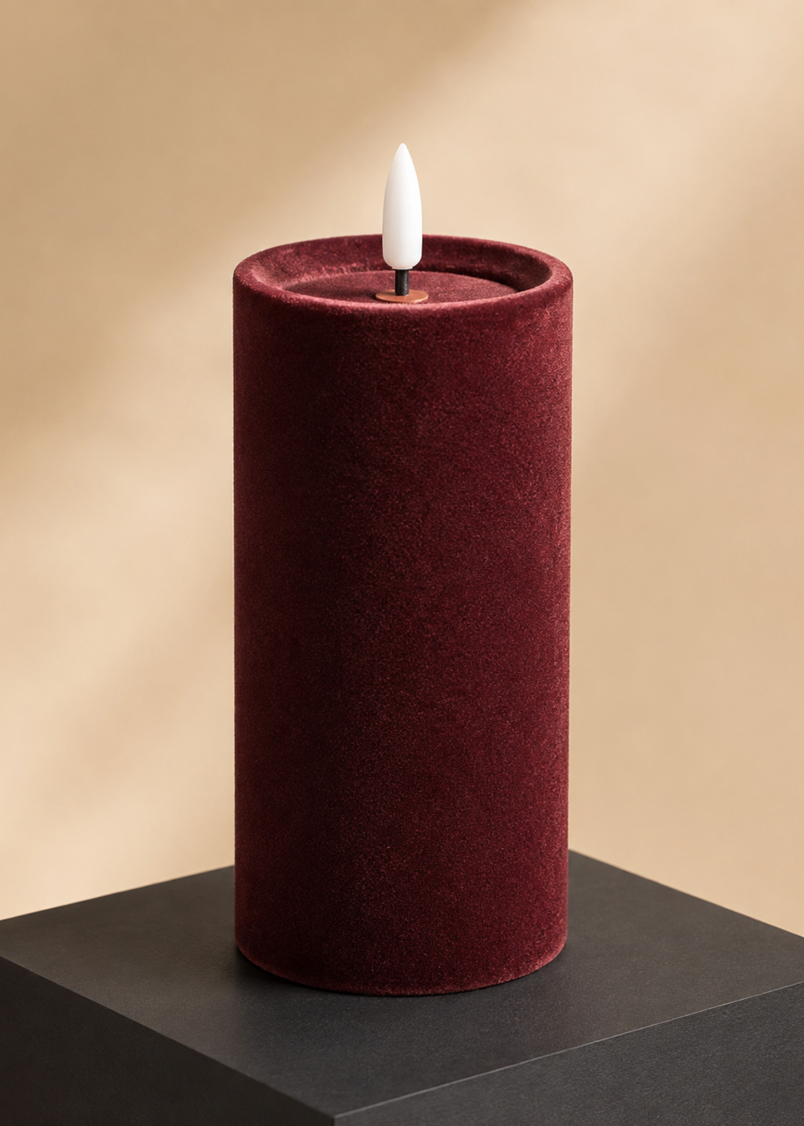 Led Kaars Fluweel Bordeaux L