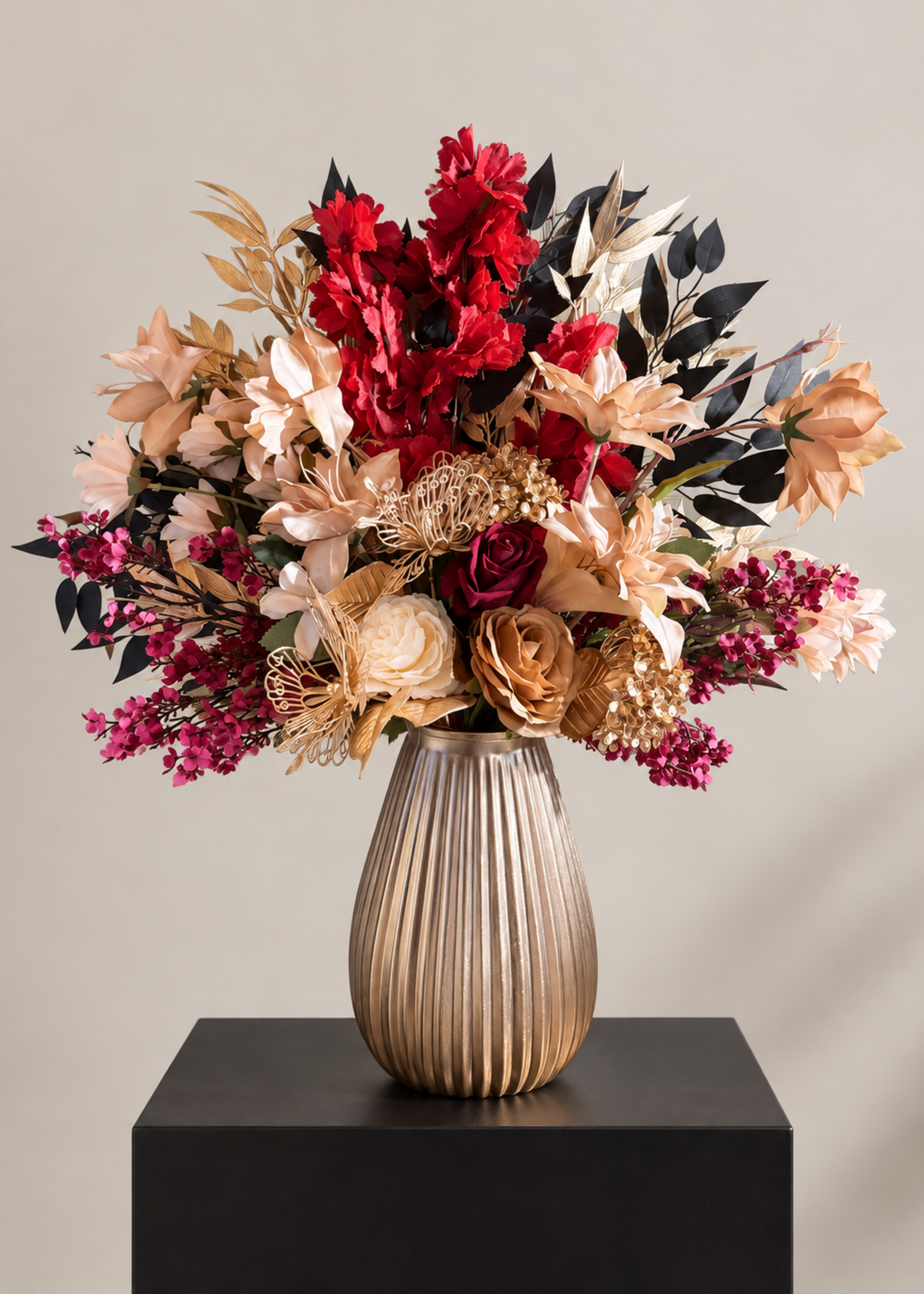 Pluk Boeket Burgundy Gold Romance