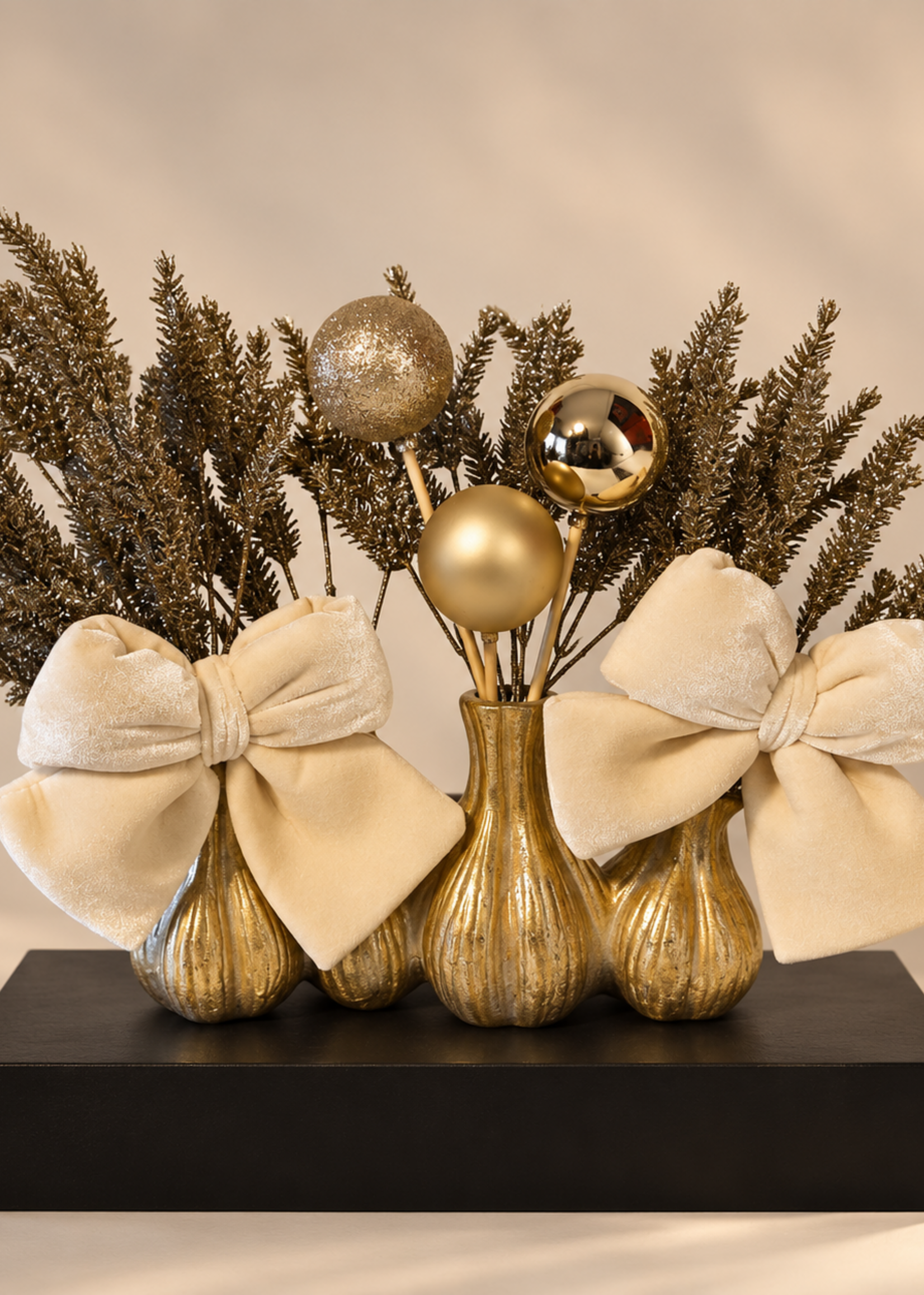 Toetervaas Boeket Bow Christmas Beige