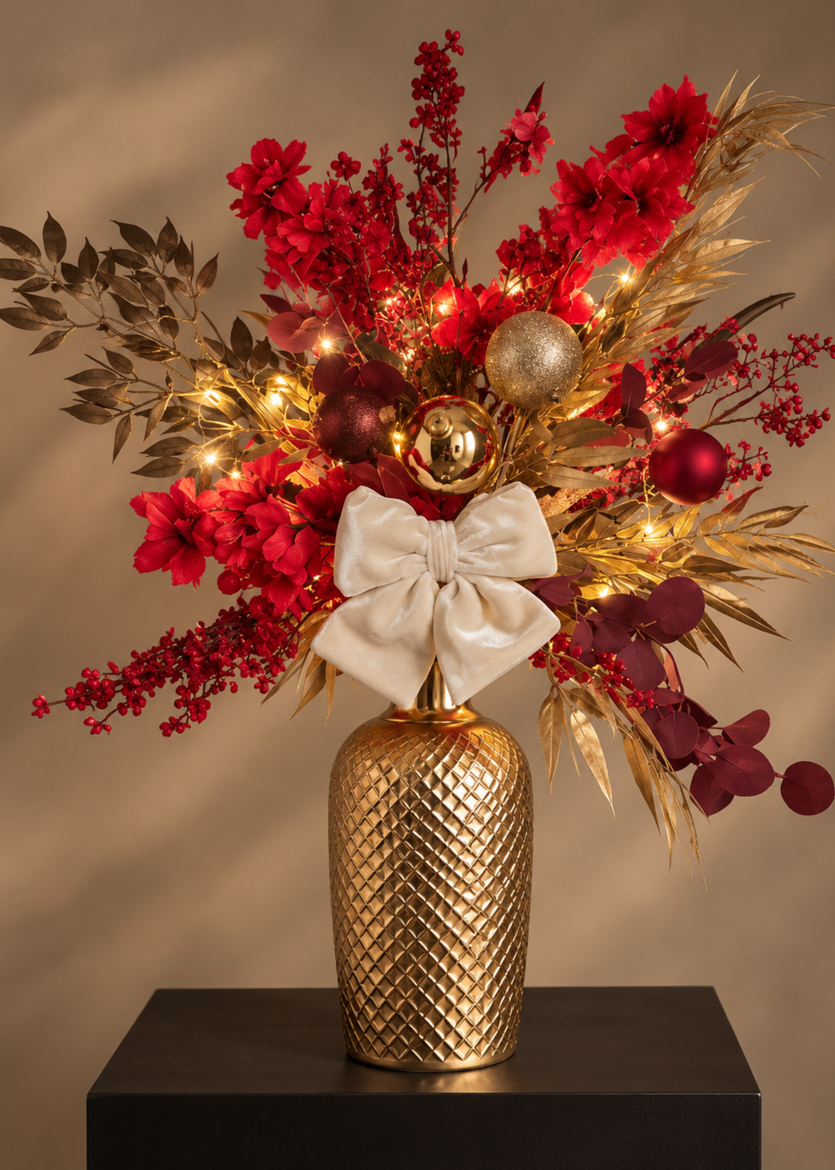 Pluk Boeket incl Led Ruby Gold Glow