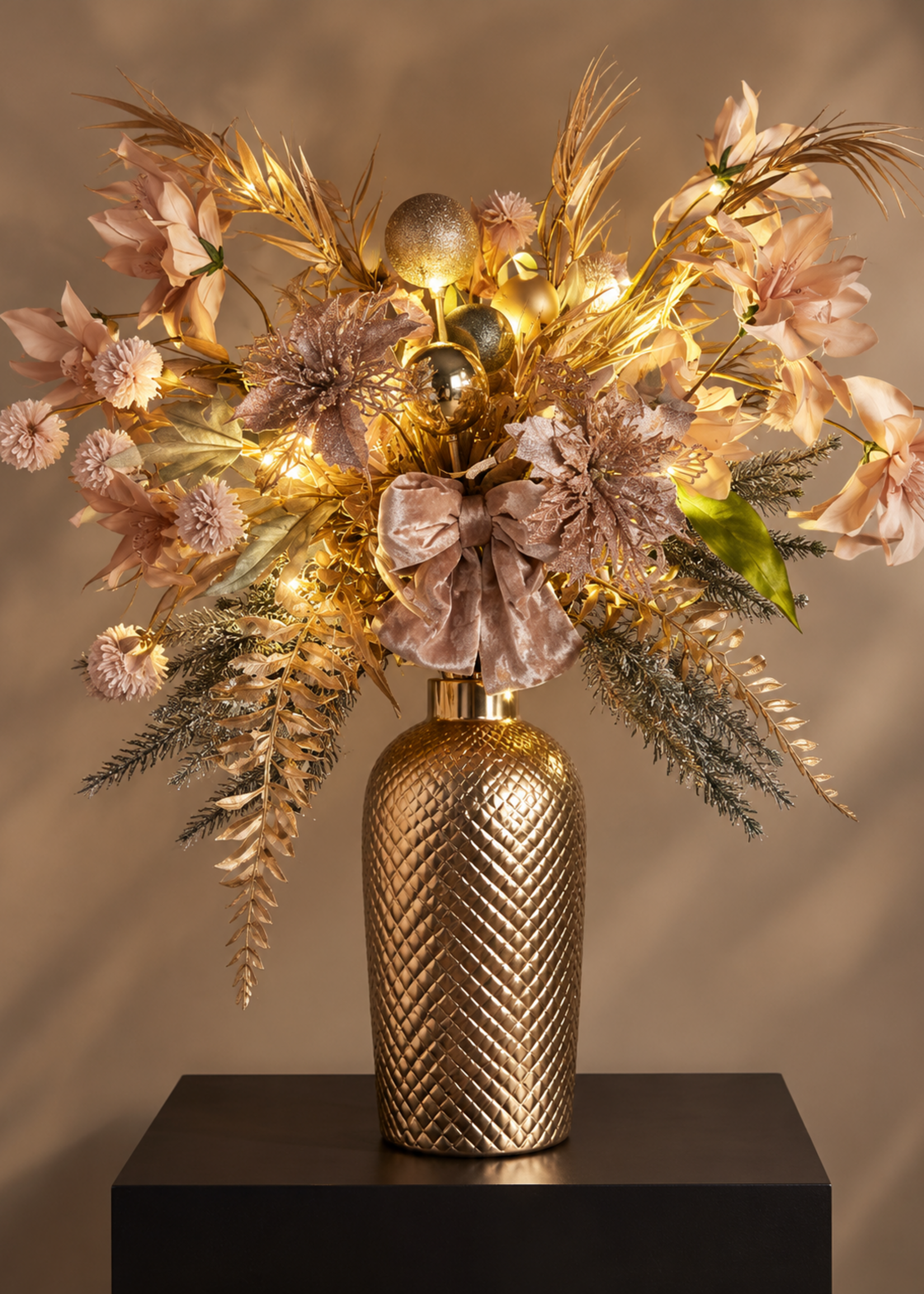 Pluk Boeket incl Led Champagne Winter Glow