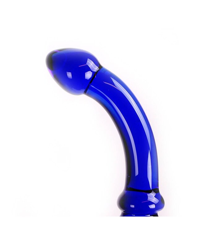 Kiotos Glass Kiotos Glass Blauwe Gebogen Glasdildo 17,5 cm Met 3 cm Diameter