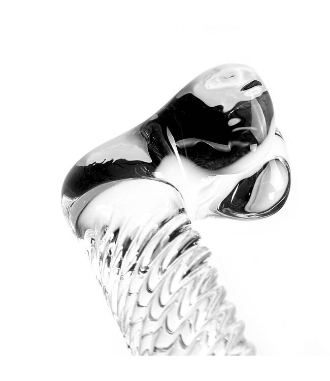 Kiotos Glass Kiotos Glass Transparante Geribbelde Glazen Dildo 17 cm Vaste Diameter
