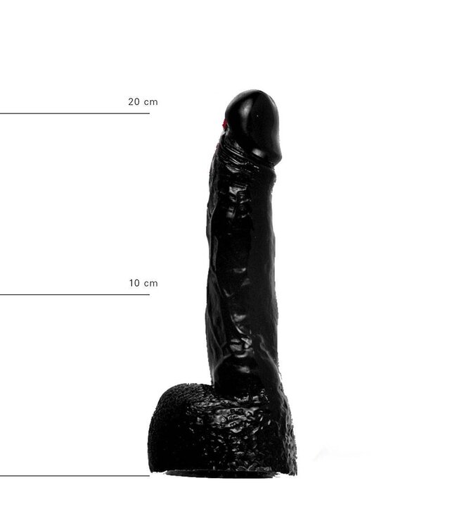 All Black Realistische Dildo 22 cm Met Geaderde Schacht In Zwart, Rood & Blauw