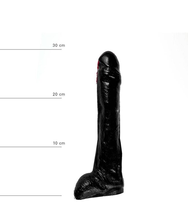 All Black Flexibele Realistische Dildo 29 cm Zwart Rood Blauw Met Eikel En Balzak