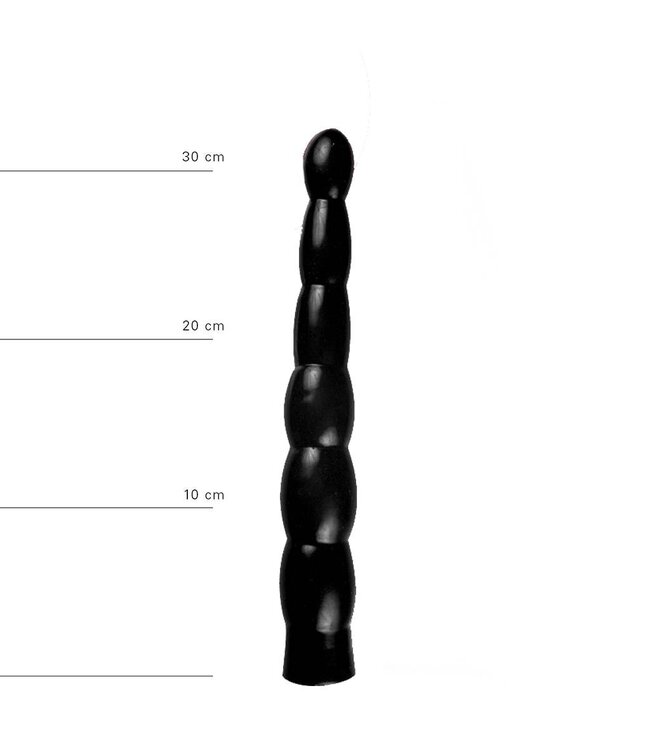 All Black Realistic 32 cm Anal Beads & 31.5 cm Ribbed Dildo - 3 Colors Available