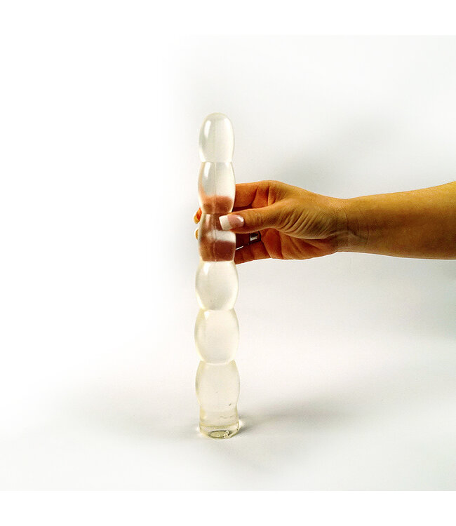 All Black Realistic 32 cm Anal Beads & 31.5 cm Ribbed Dildo - 3 Colors Available