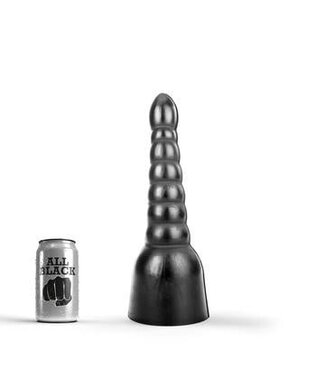 All Black Intensiver Anal-Dildo 34 cm – Realistisch mit Rillen in Schwarz/Rot/Blau