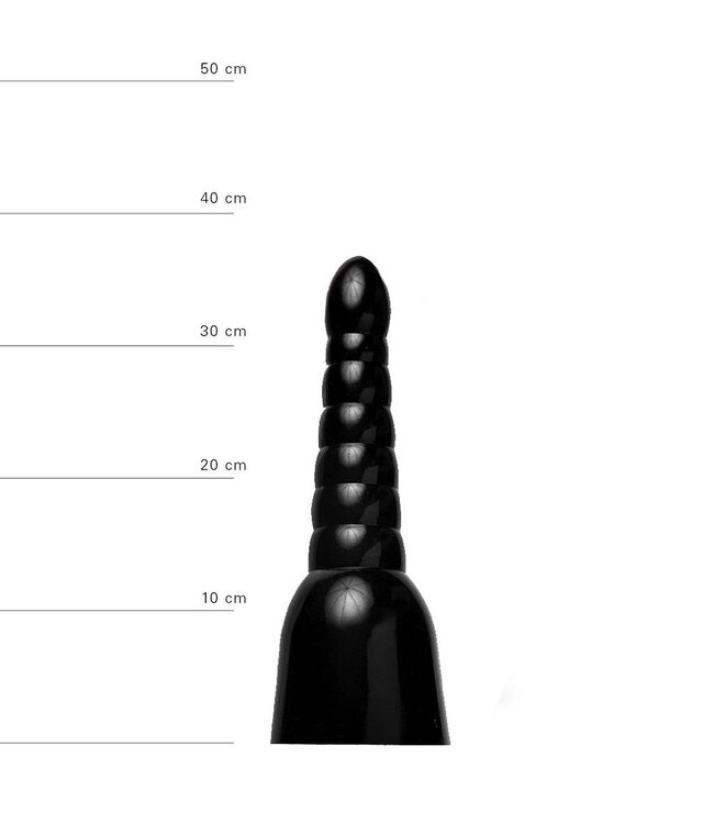 All Black Large 34 cm Realistic Anal Dildo - Black/Red/Blue with Grooves