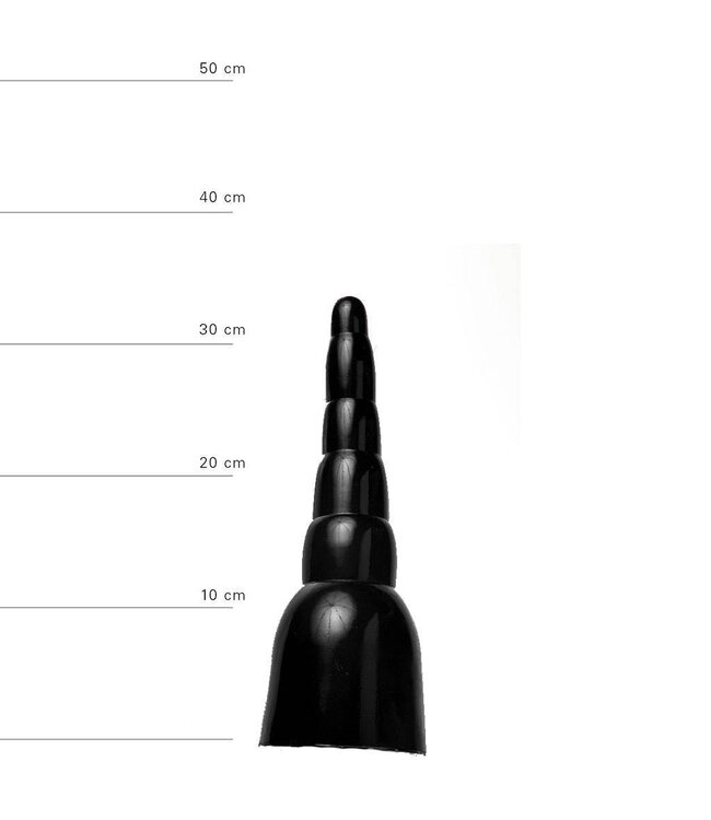All Black Extra Lange Anaal Dildo 34cm Met Geribbelde Textuur In Zwart, Rood & Blauw