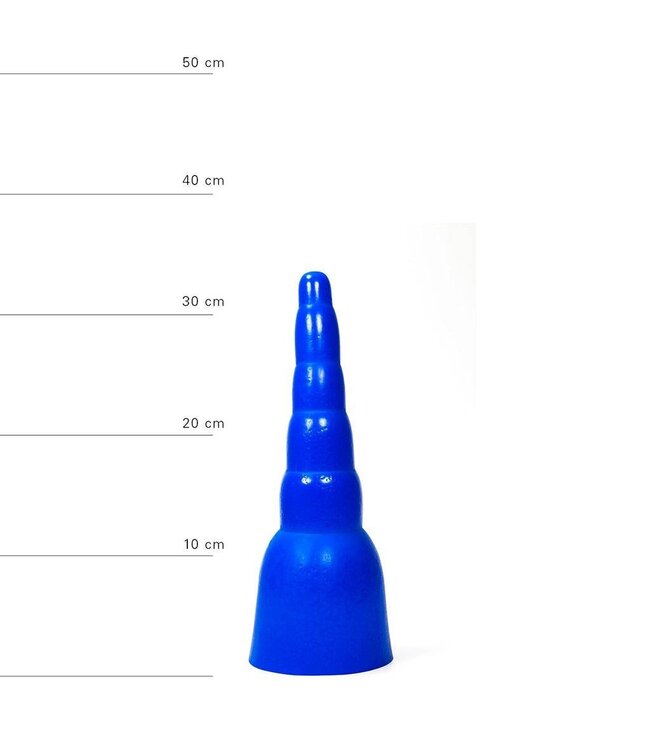 All Black Extra Lange Anaal Dildo 34cm Met Geribbelde Textuur In Zwart, Rood & Blauw