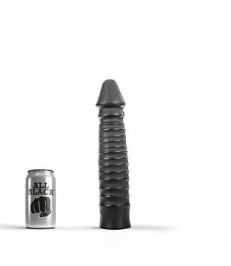 All Black All Black Geribbelde Dildo 26 cm Met Driehoekige Top Zwart Rood Blauw