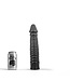 All Black Großer gerippter Dildo 26 cm – Stimulation in Schwarz, Rot & Blau