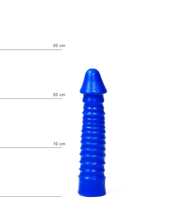 All Black Großer gerippter Dildo 26 cm – Stimulation in Schwarz, Rot & Blau