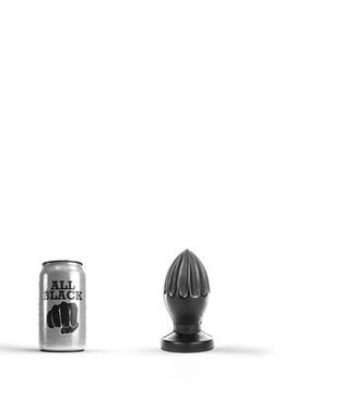 All Black Butt Plug 12 cm Met Gegroefd En Glad Design In Zwart, Rood En Blauw