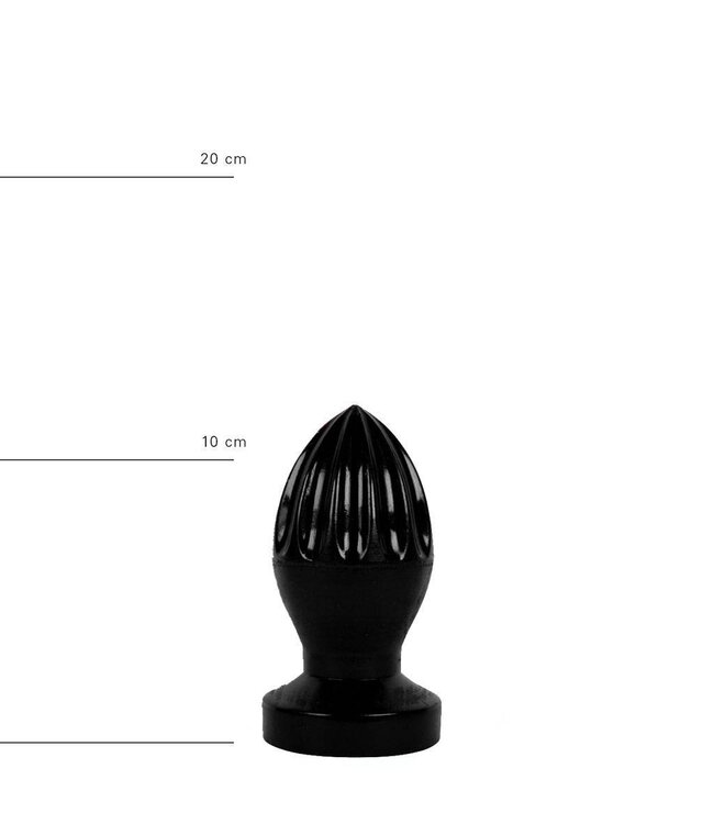 All Black Grooved Butt Plug 12cm - Black, Red, Blue, 5cm Diameter, Protective Cover