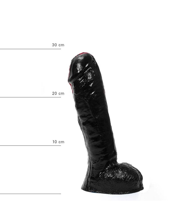 All Black Premium Dildo 30 cm | Schwarz, Rot & Blau | Geäderter Schaft