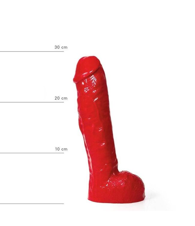 All Black Dildo 30 cm Met Dikke Aderschacht – Zwart, Rood & Blauw, Ø 5,7 cm