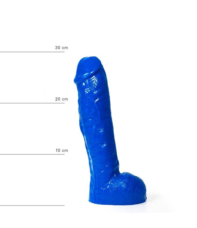 All Black Dildo 30 cm Met Dikke Aderschacht – Zwart, Rood & Blauw, Ø 5,7 cm