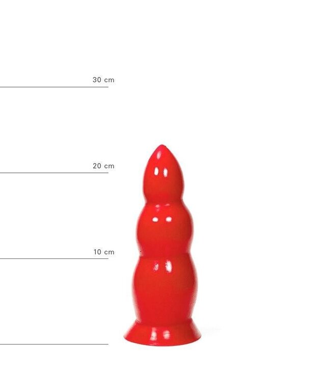 All Black Ribbelige Buttplug 23 cm Met Platte Onderzijde – Zwart, Rood, Blauw