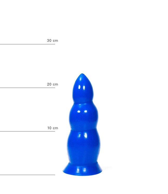 All Black Ribbelige Buttplug 23 cm Met Platte Onderzijde – Zwart, Rood, Blauw