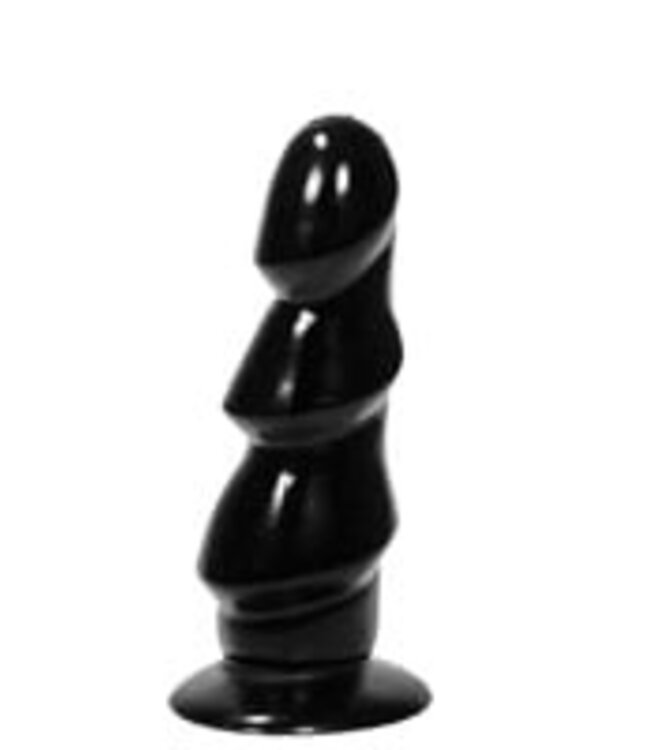 All Black Triple Ribbed Butt Plug - 17 cm Black, Red & Blue for Intense Pleasure