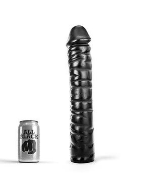 All Black All Black 38 cm Realistische Ribbels Dildo Zwart Voor Vaginaal en Anaal Gebruik