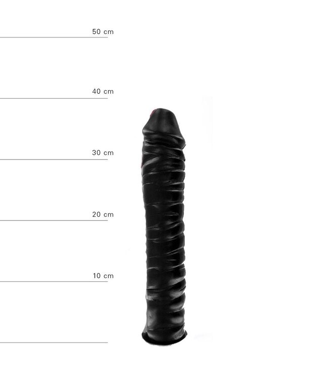 All Black Large Ribbed Dildo 38cm - Realistic Glans for Intense Stimulation