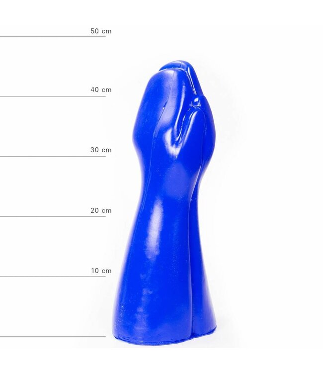 All Black Giant Realistic Double Fisting Dildo - 32cm, Black/Red/Blue