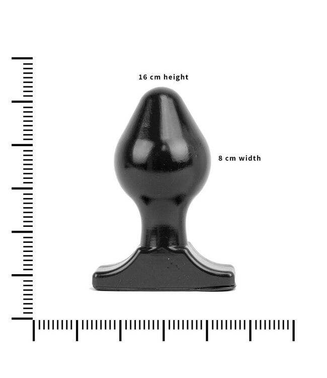 All Black Buttplug 16 cm Zacht Soepel Met 7,8 cm Diameter in Zwart, Rood en Blauw
