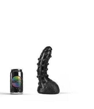 Dark Crystal Flexibele Zwarte Vinyl Dildo 22,5 cm Met Noppenstructuur En Waterdicht
