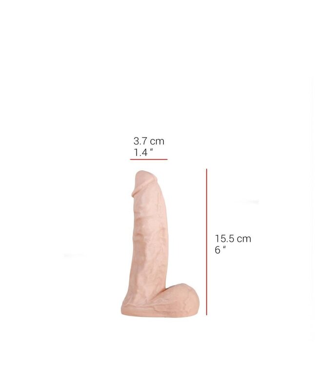 515 Line Realistic 15.5 cm Dildo - Flesh & Black, Latex-Free, PVC Safe