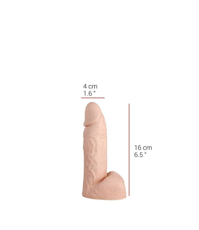 515 Line Realistische Dildo 16 cm Ftalatenvrij Vlees/Zwart Met Scrotum 100% PVC