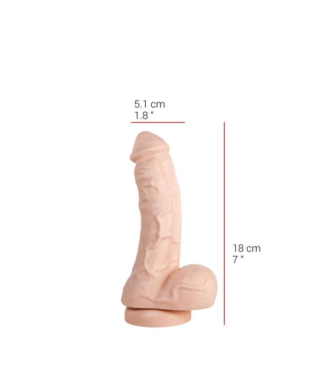 515 Line PVC Dildo Met Sterke Zuignap 18 cm | Vlees & Zwart, Ftalaatvrij Veilig