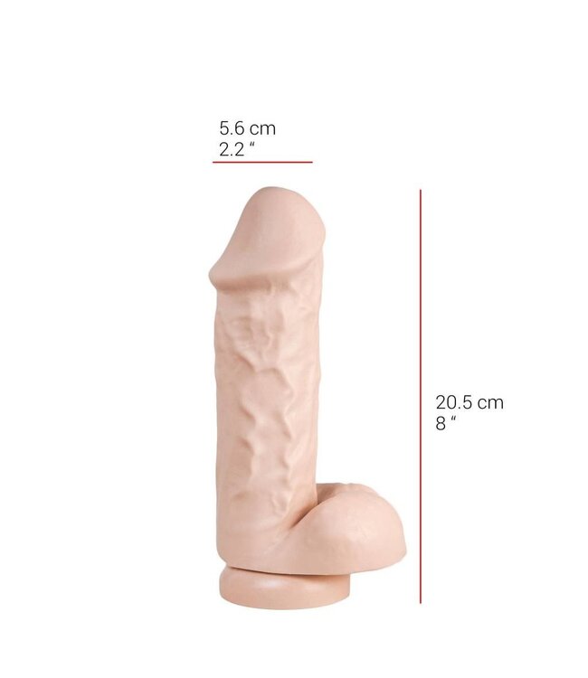 515 Line Robuster Dildo 20,5 cm mit Saugnapf in Hautfarbe & Schwarz – PVC, phthalatfrei
