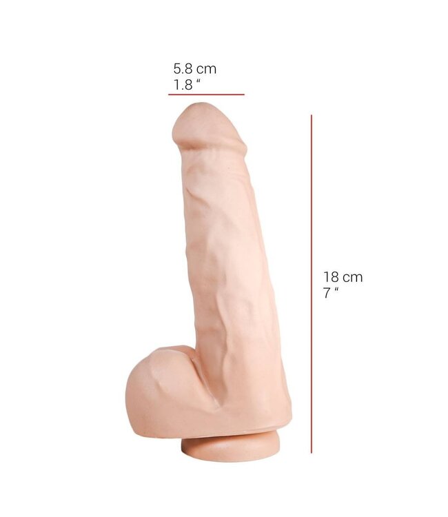 515 Line Dildo 18 cm Zuignap Vlees & Zwart | Veilig PVC Ftalatenvrij Europa