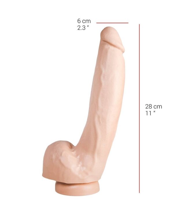 515 Line Handsfree Dildo 28 cm Met Zuignap, Ftalaatvrij PVC, Vlees & Zwart