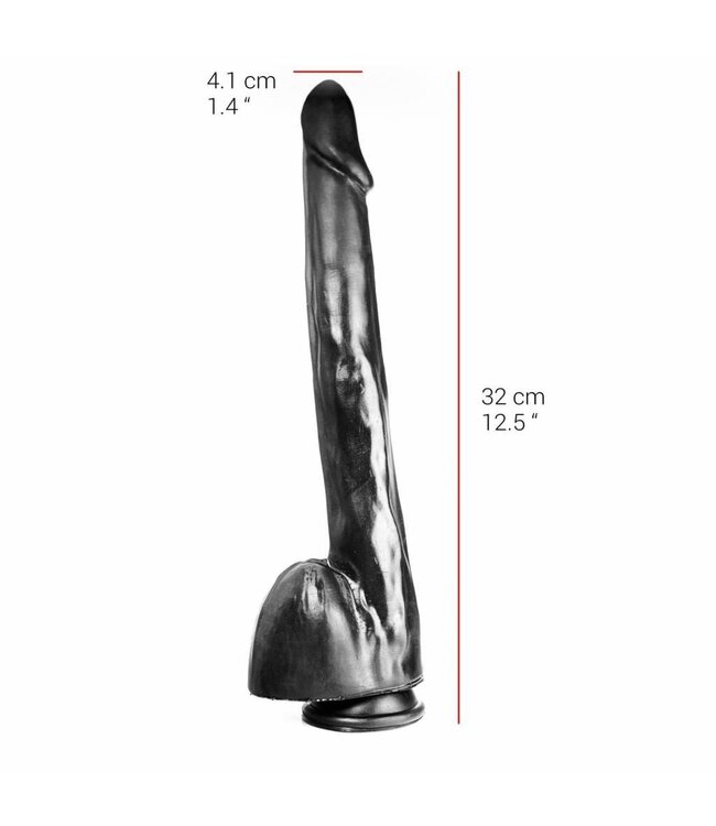 515 Line Dildo 32 cm Met Sterke Zuignap In Vlees of Zwart - 100% PVC Veilig