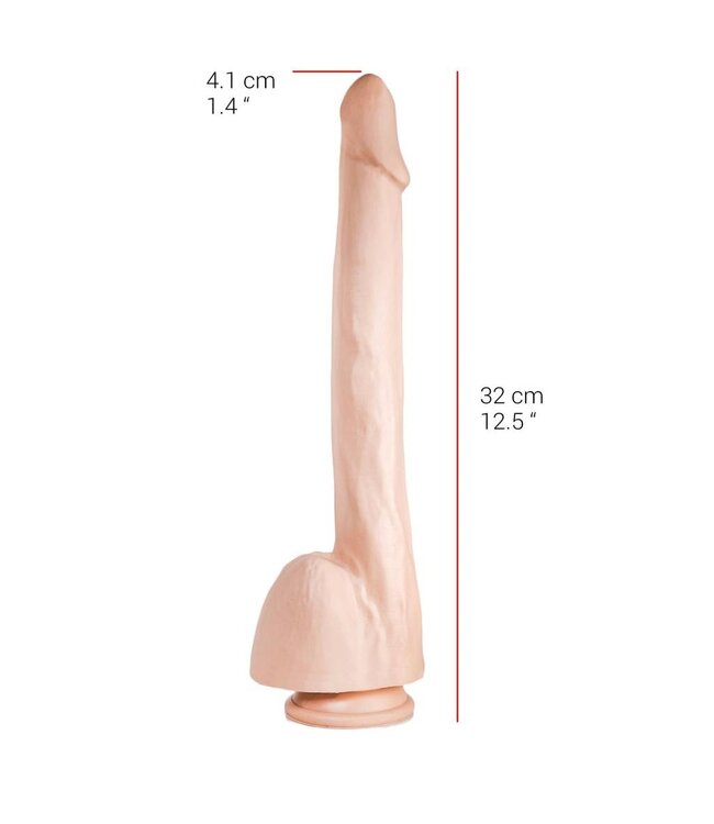 515 Line Dildo 32 cm Met Sterke Zuignap In Vlees of Zwart - 100% PVC Veilig