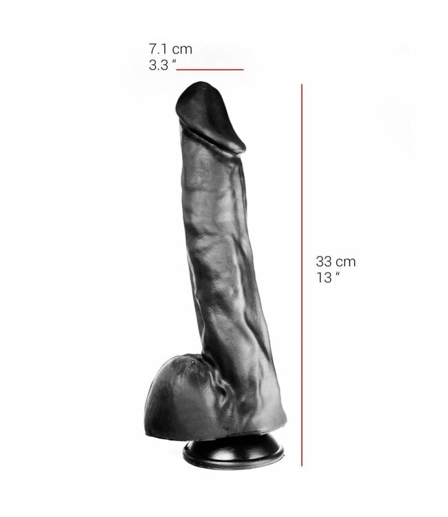 515 Line Dildo Met Zuignap 33 cm Lengte 7,1 cm Diameter Vlees En Zwart PVC