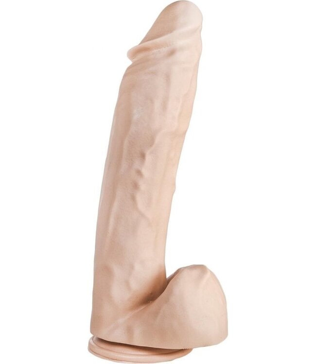 515 Line Dildo Met Zuignap 35,5 cm Ftalatenvrij PVC Vlees En Zwart