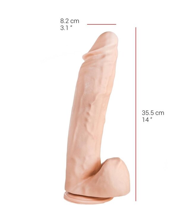 515 Line Robuster Dildo 35,5 cm mit starkem Saugnapf – Hautfarben & Schwarz