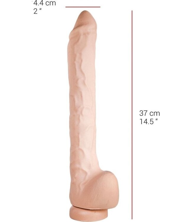515 Line 37 cm Suction Cup Dildo - Flesh & Black, Safe PVC, Easy Clean
