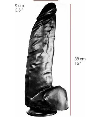 515 Line 38 cm Dildo with Suction Cup - Flesh & Black, Safe PVC, Easy Clean