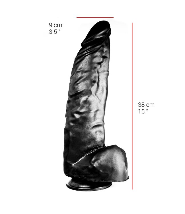 515 Line Vielseitiger Dildo 38 cm mit Saugnapf - Hautfarben & Schwarz, sicher und leicht zu reinigen