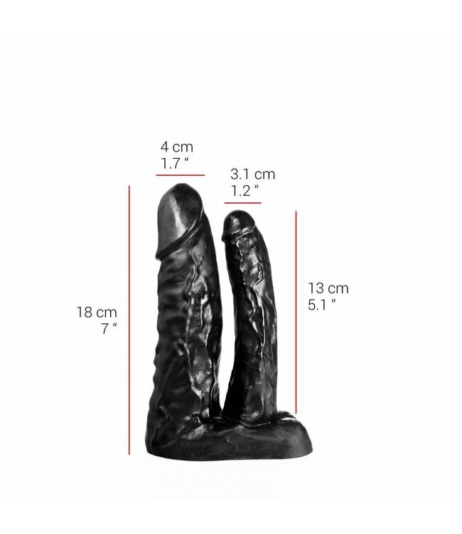 515 Line Double Dildo 18/13 cm - Safe PVC in Flesh & Black for Double Fun
