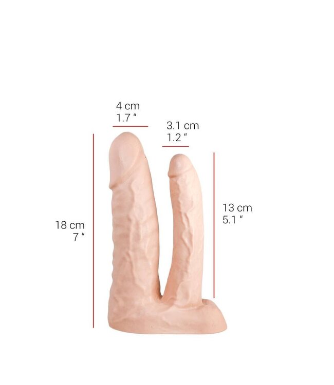 515 Line Double Dildo 18/13 cm - Safe PVC in Flesh & Black for Double Fun