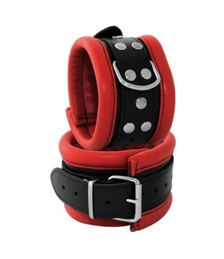 Kiotos Leather Kiotos Enkelboeien 30 cm Rood Leer Met Studs En D-Ring