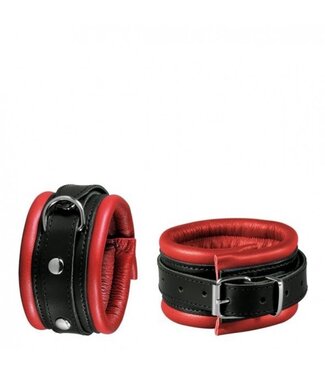 Kiotos Leather Kiotos Enkelboeien Van Europees Leer Met Studs En D-Ring – 5 cm Rood