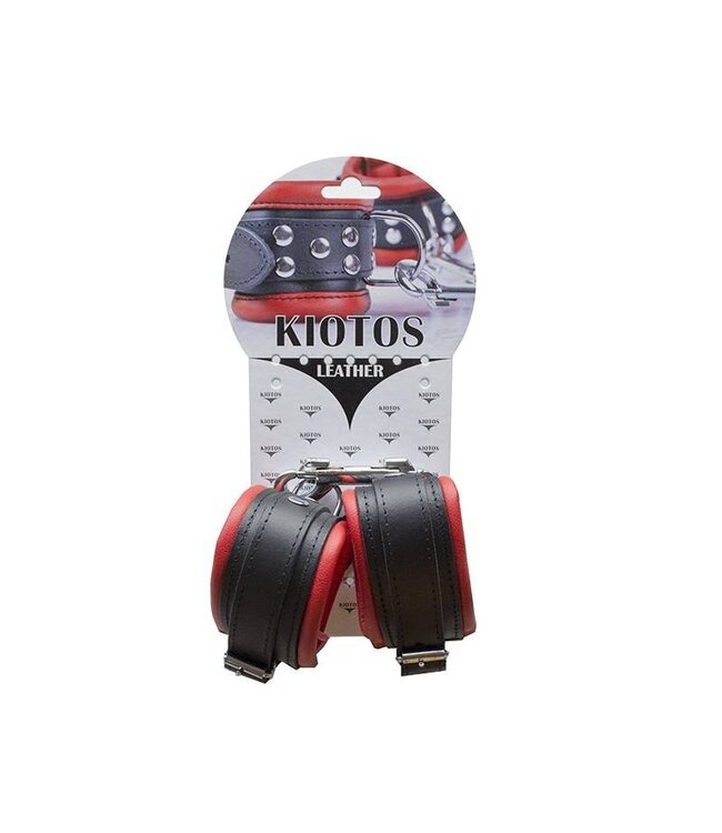 Kiotos Leather Kiotos Enkelboeien Van Europees Leer Met Studs En D-Ring – 5 cm Rood